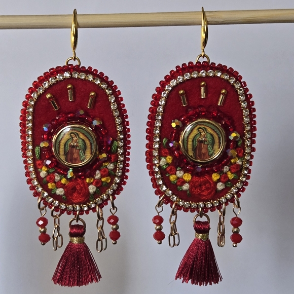 Mexican Embroidered Earrings - Picture 4 of 5